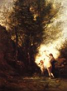 camille corot A Nymph Playing with Cupid(Salon of 1857) Spain oil painting artist
